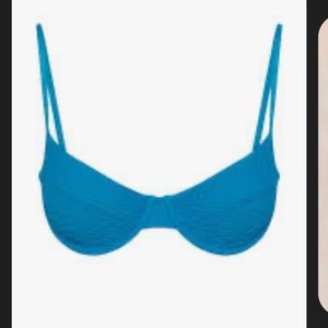 Monday Swimwear Maui top in blue ride the wave crochet